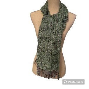 MUCROS WEAVERS SCARF IRISH IRELAND GREEN PURPLE BLUE LONG RECTANGLE FRINGE